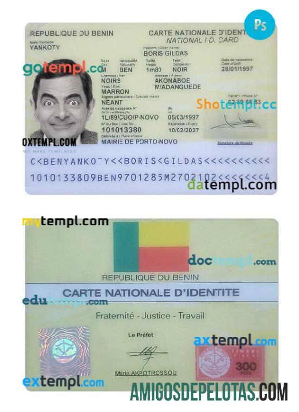 Amostra de carteira de identidade do Benin